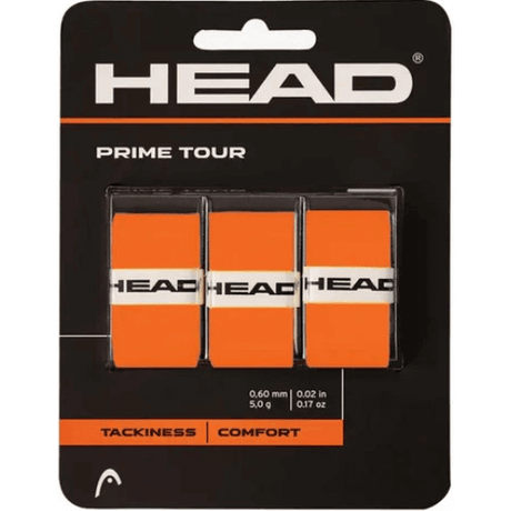 paquete 3 overgrips head prime tour naranja absorción superior