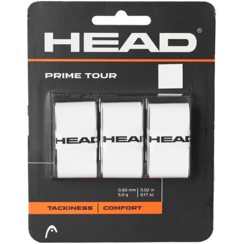 set de 3 overgrips blancos head prime tour con ajuste seguro