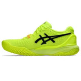 tenis asics padel clay mujer gel-resolution 9 alta visibilidad en pista