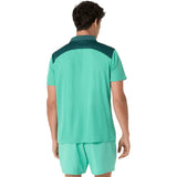 camiseta polo asics court polo hombre aurora green con diseño clásico para cancha de tenis