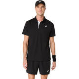 playera asics court polo hombre performance black para tenis con tejido transpirable de secado rápido