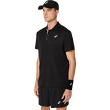 playera tenis asics court polo hombre performance black con diseño clásico deportivo