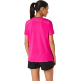 playera deportiva asics court ss top mujer rosa pink rave para entrenamientos de tenis