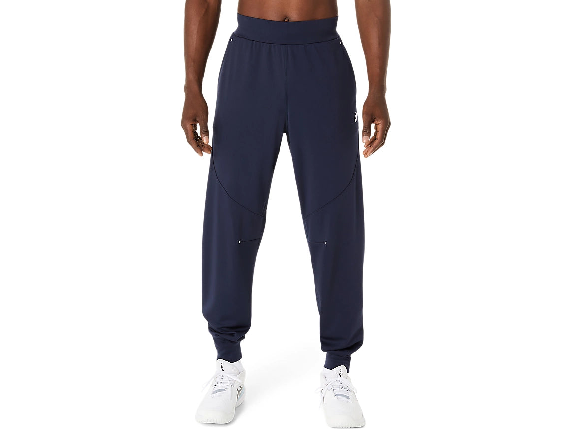 pantalon asics court warm up pant hombre color midnight para tenis con tela ligera de calentamiento