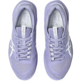 tenis asics solution speed ff 4 clay femenino morado vista superior con cordones ajustables