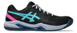 tenis asics gel dedicate negro con azul y rosa para pádel o tenis recreativo