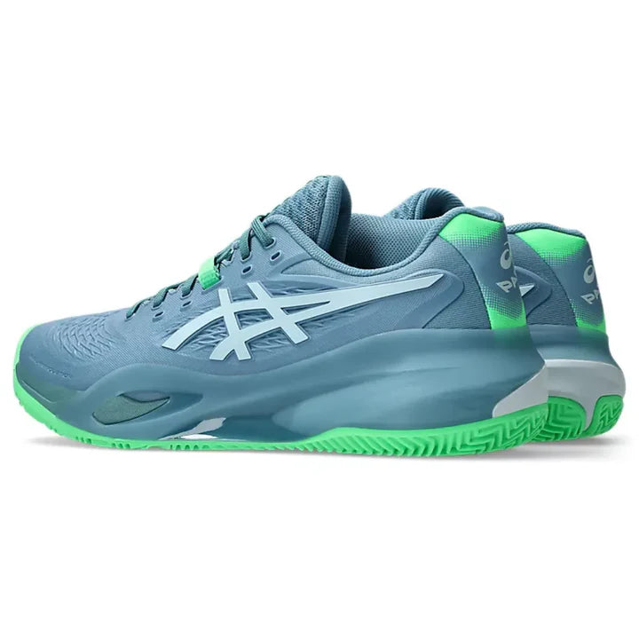 tenis asics padel azul verde con amortiguacion gel y soporte dynawall ideales para padel mexico competitivo