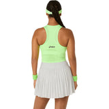 playera deportiva asics match jacquard crop top mujer verde con diseño corto para tenis