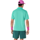 camiseta polo asics match jacquard polo ss top hombre aurora green con tecnología actimotion
