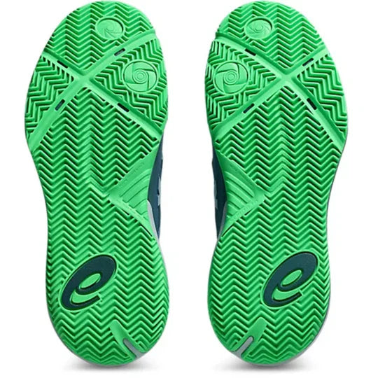 tenis deportivos asics gel resolution x azul verde ideales para jugar padel con estabilidad y control