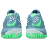tenis para padel asics gel resolution x con tecnologia gel y diseño azul verde para maximo rendimiento