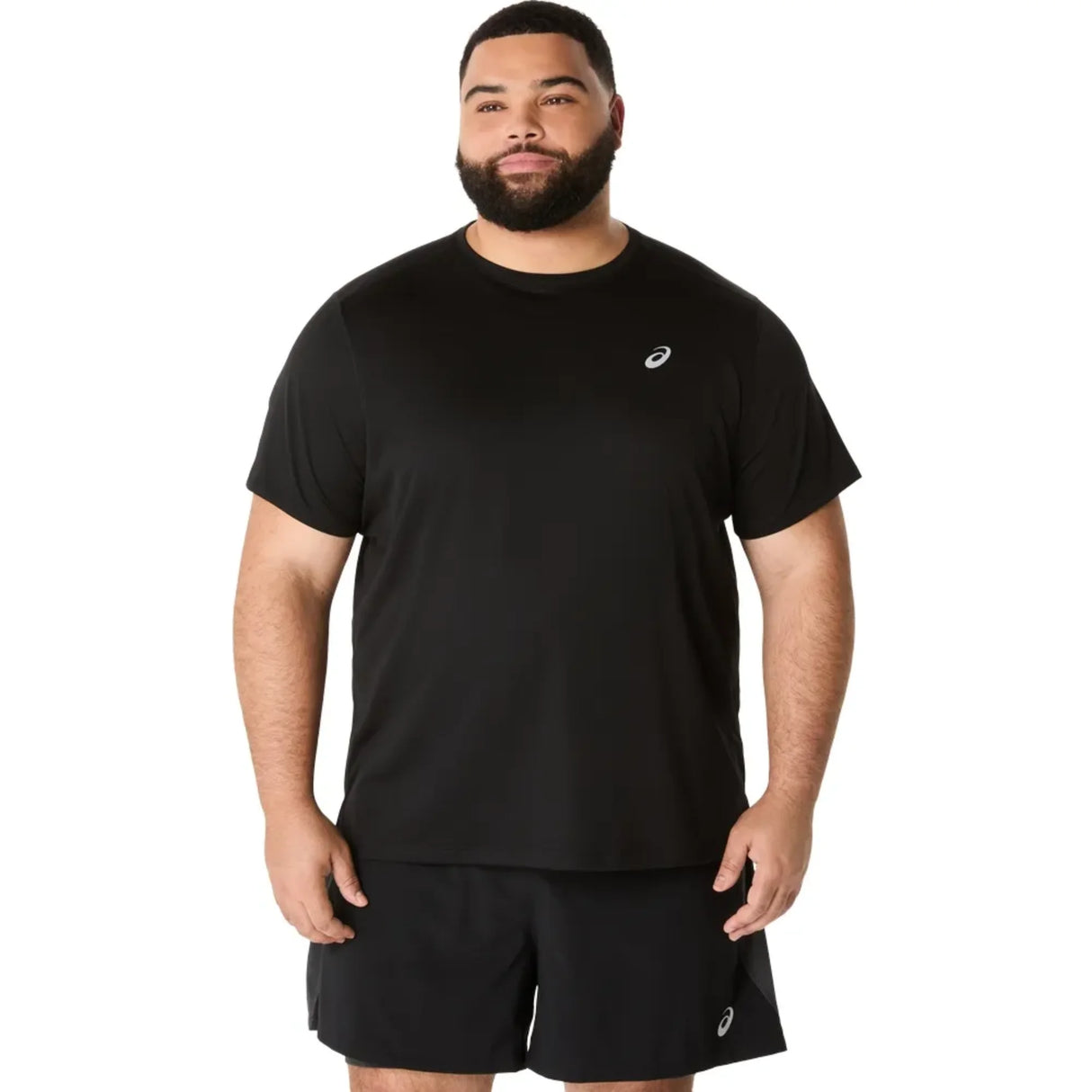 playera asics silver ss top negra de secado rápido para pádel y running