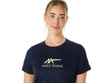 playera asics azul marino mujer tenis y pádel corte clásico
