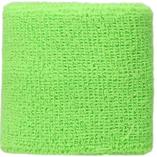 muñequera corta asics verde neón tejido tipo algodón ideal para padel deporte y control de empuñadura