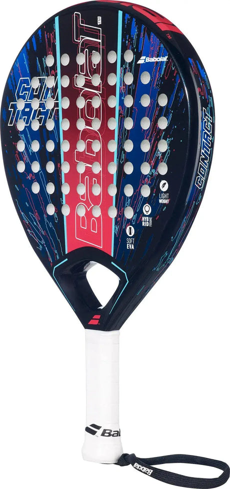 pala de pádel babolat contact ligera con diseño moderno en azul y rojo