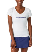 camiseta babolat exercise tee mujer blanca ligera y transpirable para pádel