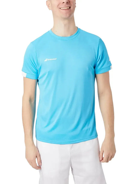playera babolat play crew neck hombre cian para pádel entallada y ligera