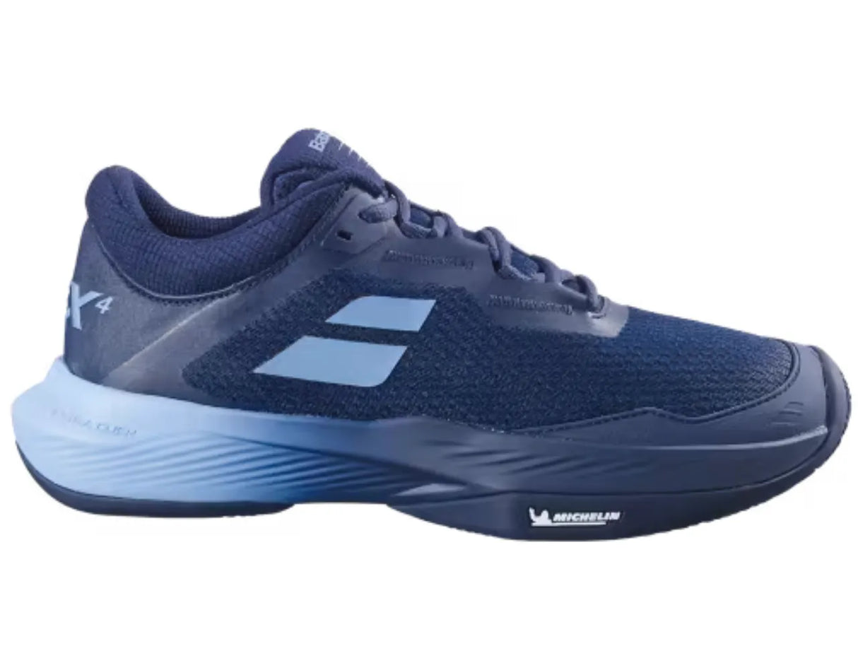 tenis babolat sfx 4 azul marino celeste para pádel con suela de espiga michelin