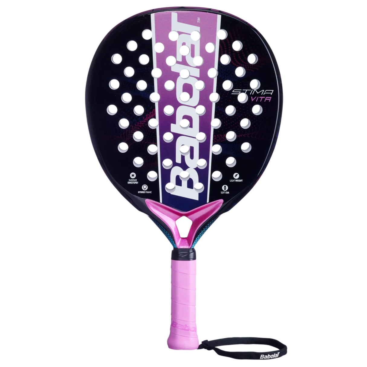 pala de padel babolat stima vita mujer en tonos morado y rosa con grip ergonómico