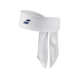 bandana babolat tie headband blanca para pádel con ajuste de amarre