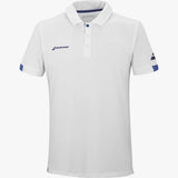 polo deportiva blanca babolat para pádel hombre con detalles en azul