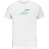 camiseta blanca babolat con logotipo ideal para jugar padel y tenis