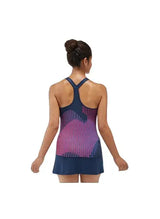 blusa yonex mujer azul marino con diseño fucsia y logo frontal