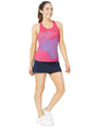 blusa deportiva yonex mujer rosa con estampado azul para padel