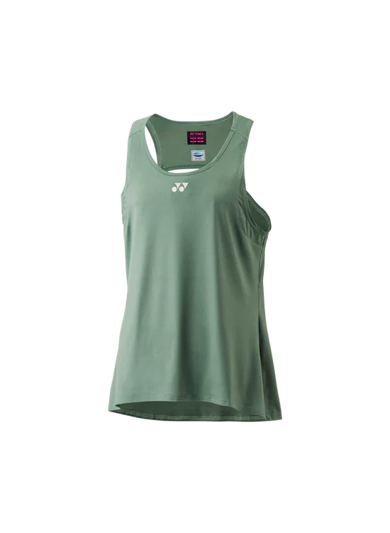blusa yonex verde olivo sin mangas con tejido flexible ideal para pádel