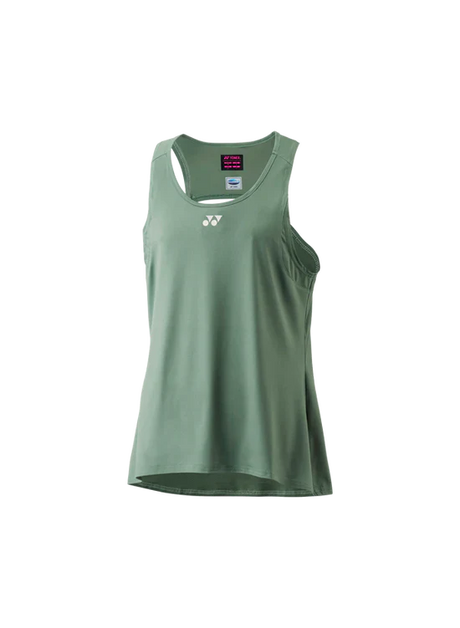 blusa yonex verde olivo sin mangas con tejido flexible ideal para pádel