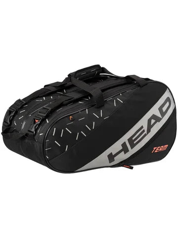 bolsa pádel head team l negra con dos compartimentos para raquetas