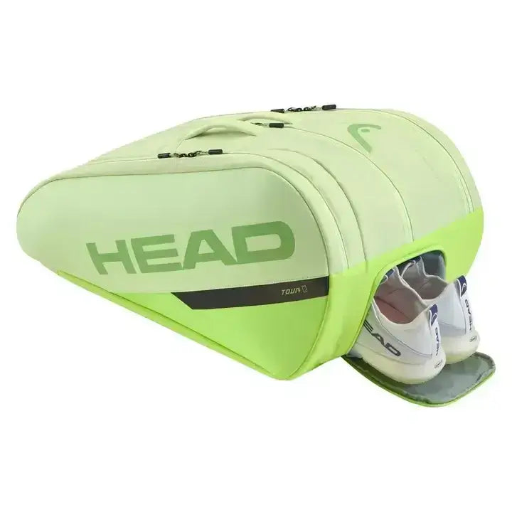 bolsa raquetero head tour color lima con doble cremallera y diseño deportivo