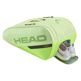 bolsa raquetero head tour color lima con doble cremallera y diseño deportivo