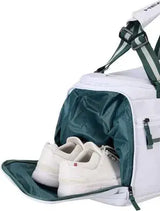 bolso head blanco con correas acolchadas y múltiples compartimentos