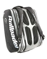 bolsa padel bullpadel plata con compartimentos multiples para equipo completo de padel