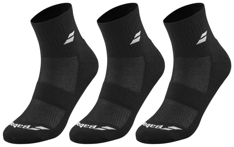 calcetas babolat negras quarter pack 3 pares para pádel