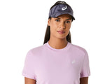 camiseta deportiva mujer asics en tonos lavanda y púrpura con logo