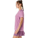playera asics padel mujer color lila con diseño deportivo y fresco