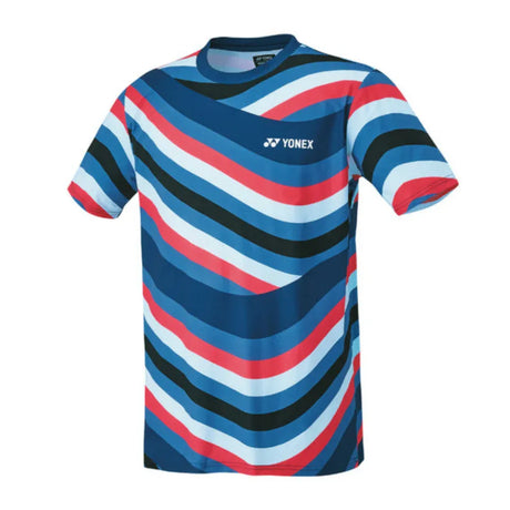 camiseta deportiva yonex azul con rojo para padel hombre