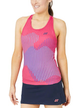 camiseta deportiva yonex mujer rosa con tirantes cruzados espalda