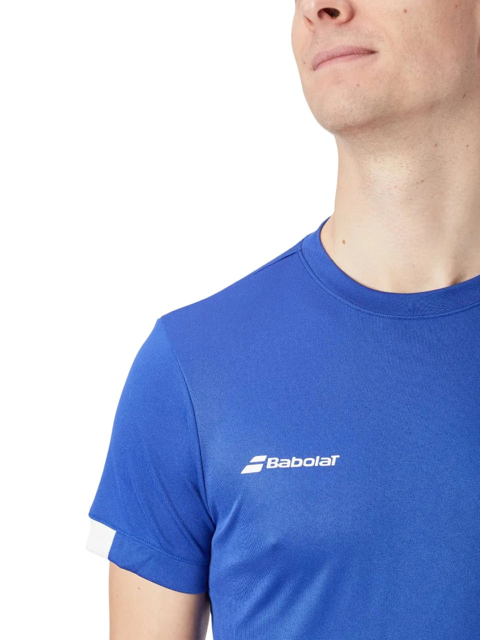 babolat play crew neck tee azul hombre corte regular y cuello redondo