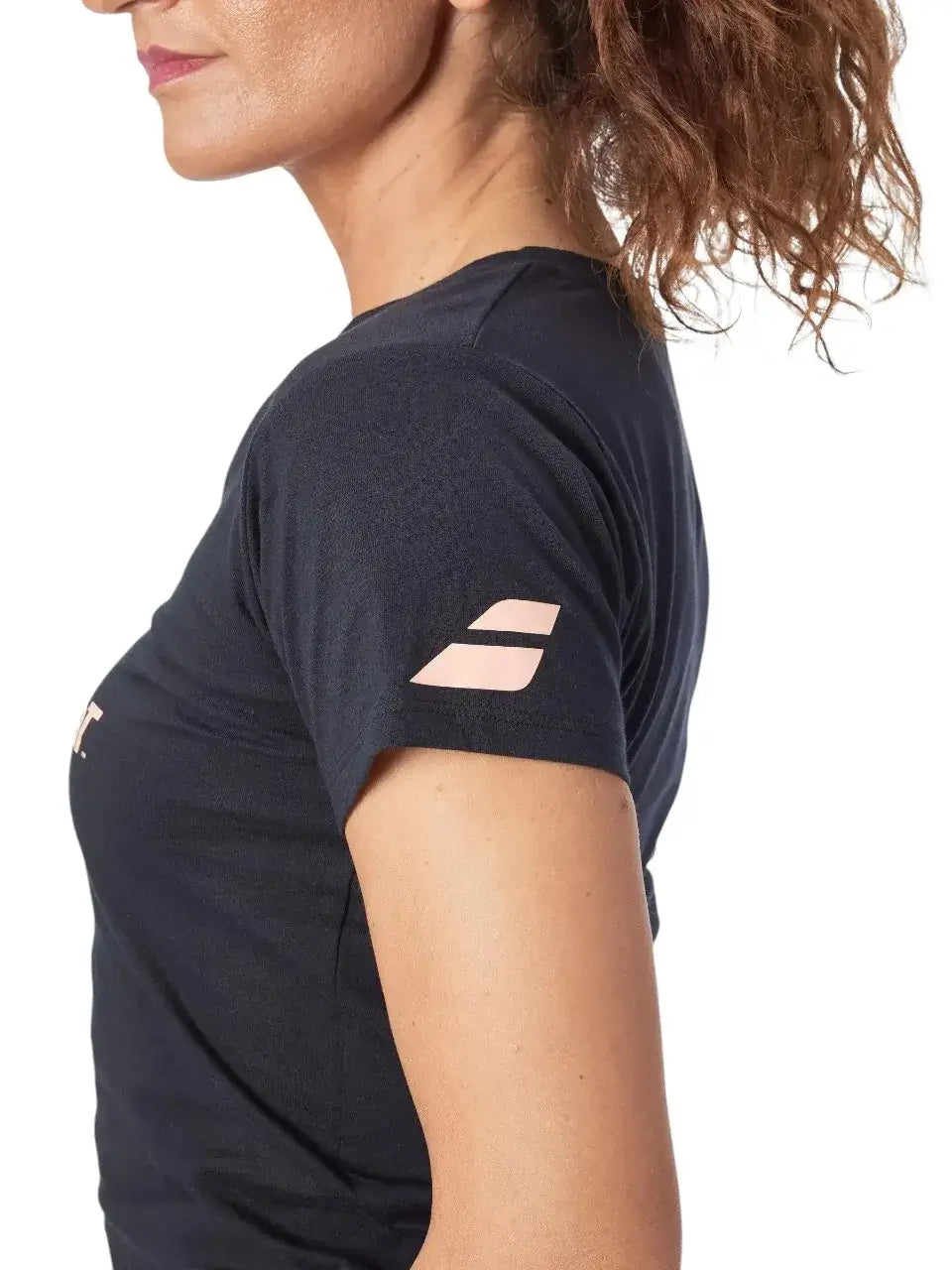 camiseta negra babolat mujer de algodón y poliéster transpirable