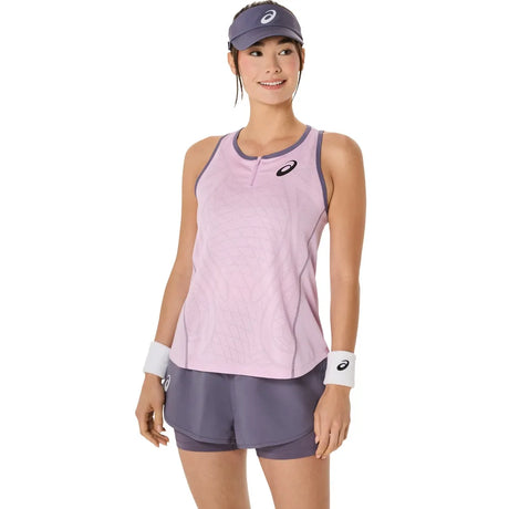camiseta deportiva asics rosa mujer ligera con paneles de ventilación