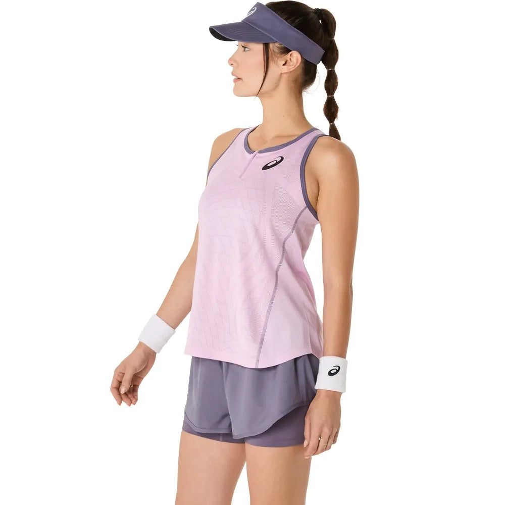 camiseta asics mujer rosa de secado rápido para pádel y tenis