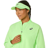 chaqueta asics match jacket mujer verde illuminate con tejido bielástico para movilidad en tenis