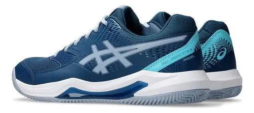 zapatillas deportivas asics dedicate 8 clay hombre azul con detalles celeste
