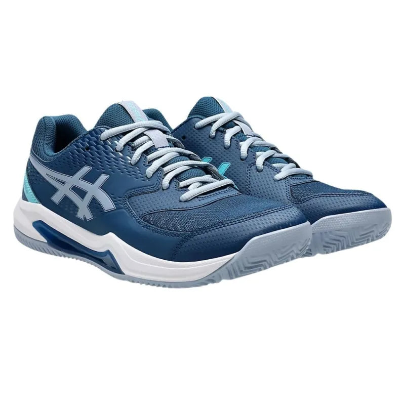 calzado asics gel dedicate 8 clay azul marino con logo celeste