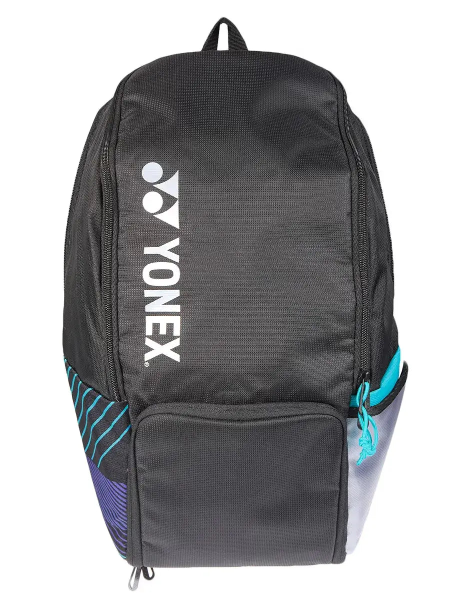 cierre reforzado con cordón turquesa en mochila Yonex para palas de pádel
