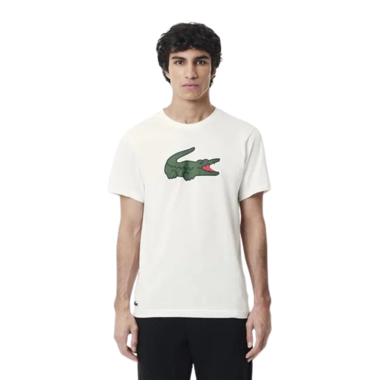 Playera Lacoste Ultra Dry Logo XXL Blanco/Verde para Pádel