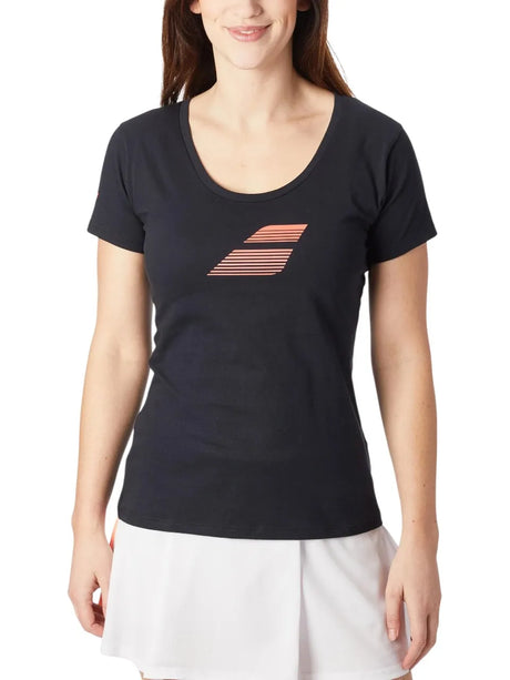 babolat exs flagb tee mujer negra ideal para pádel de alto rendimiento